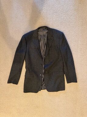 Women’s Charcoal Gray Two-Button Wool Blazer